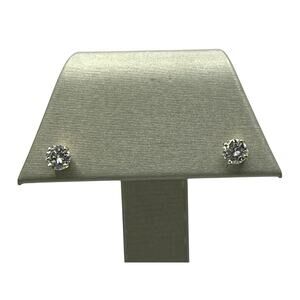 14K Two-Tone Diamond Stud Screw-Backs Earrings (13400)